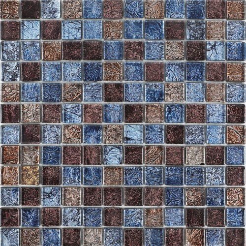 Glossy glass tile backsplash bathroom mosaic sheets brown and blue crystal glass wall tiles