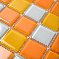 Glass Mosaic Tiles White and Orange Mixed Crystal Glass Tile Kitchen Backsplash Wall Tile Stickers Bathroom Flooring Mosaics B41