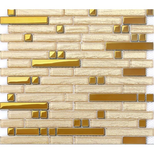 Metal glass tile backsplash interlocking diamond glass & stainless steel mosaic designs B902 metallic mosaic tiles sticker