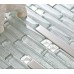 Glass Metal Linear Mosaic Wall Tiles Silver Ribbon Shiny Backsplash Tile