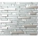 Glass Metal Linear Mosaic Wall Tiles Silver Ribbon Shiny Backsplash Tile