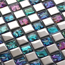 Iridescent glass mosaic tile brick plating crystal glass wall tile