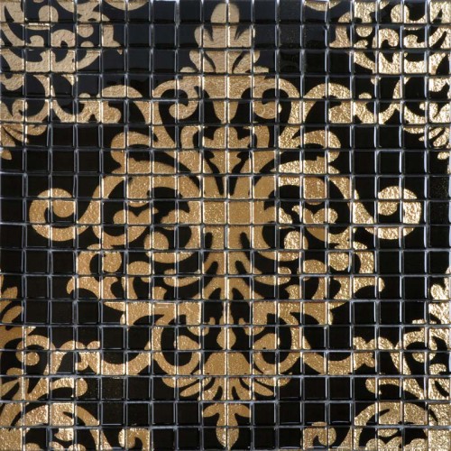 Glass mosaic tile murals black and gold crystal backsplash TMF007 plated mosaic puzzle wall tiles bathrooms with mosaic tile designs