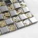 Crystal Glass Tile Sheets Metal Coating Tiles Mosaic Glass Tile Backsplash Kitchen Wall Borders Bathroom Design DT51