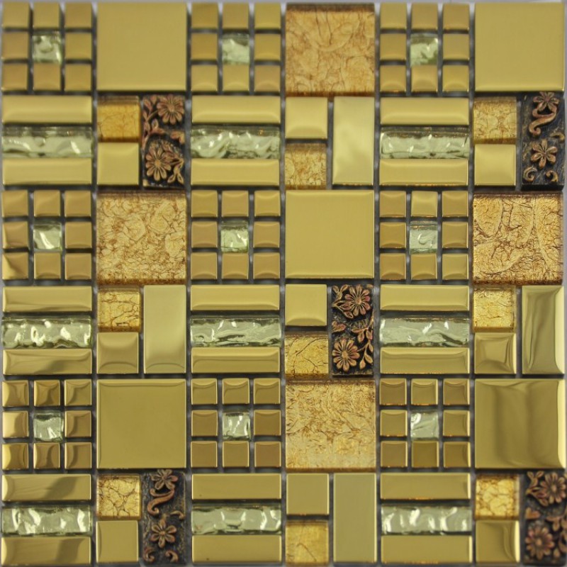 Gold Crystal Gl Mosaic Tile Le Art Wall Plated Metal Gold Crystal Gl Mosaic Tile Le Wall Plated Metal Kitchen Backsplash Floor Sticker Design
