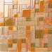 Deluxe glass metal mosaic sheets brushed aluminum backsplash yellow and orange decorative crystal glass tile for kitchen and bathroom MGJH07
