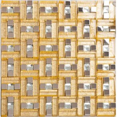 Stainless steel & glass blend metal tile sheets diamond glass mosaic tile gold kitchen backsplash metallic mosaic tiles bathroom MGG108