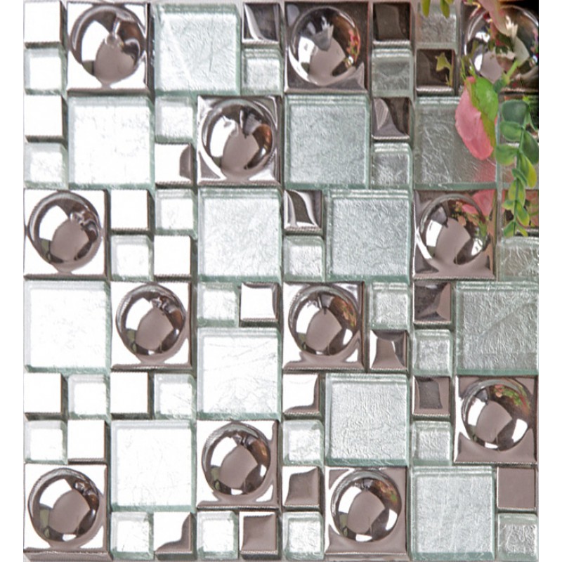 Silver Plated Porcelain Mosaic Tile, Glass Mirror Mosaic Tile Backsplash
