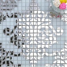 Silver glass mosaic tile wall murals backsplash plated crystal patterns for showers designs TMF058 puzzle tiles for kitchen and bathroom