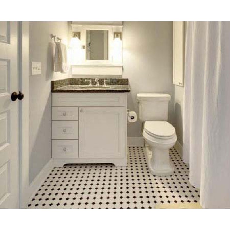 Glazed Porcelain Mosaic Octagonal Dot Black And White Ceramic