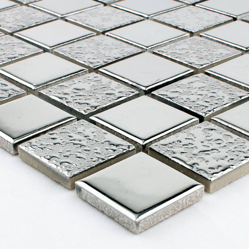  glazed  porcelain  mosaic wall  tile  backsplash silver 