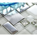 Silver metal and glass tile backsplash ideas bathroom brushed stainless steel sheet plated crystal glass mosaic kitchen wall tiles MGTY63