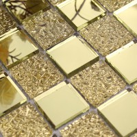 Glass mirror mosaic tile sheets gold mosaic bathroom shower wall tiles design crystal glass mirrored frame decor GMT925