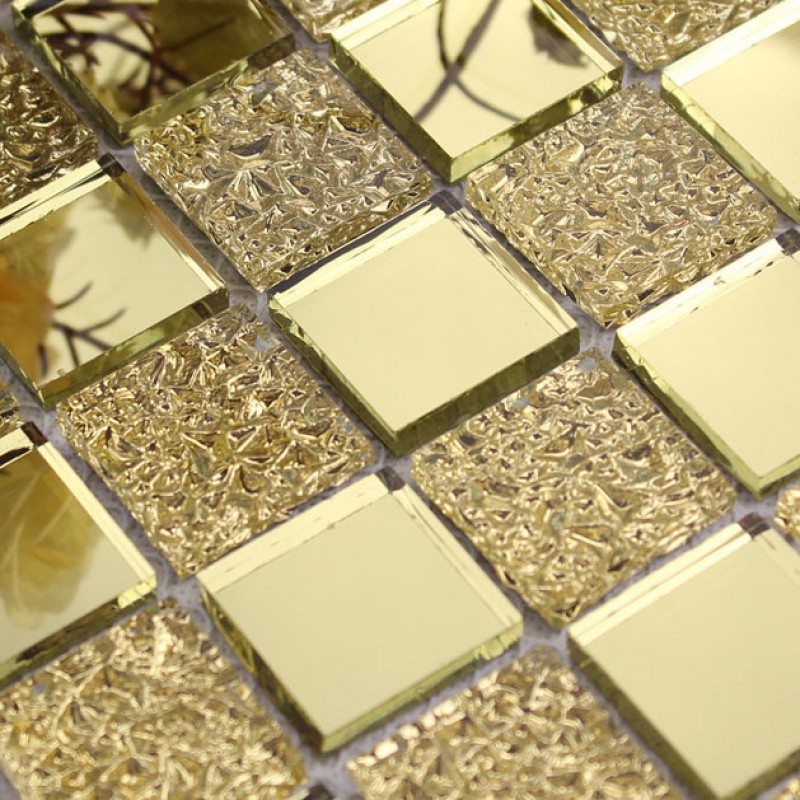 Glass mirror mosaic tile sheets gold mosaic bathroom shower wall tiles  design