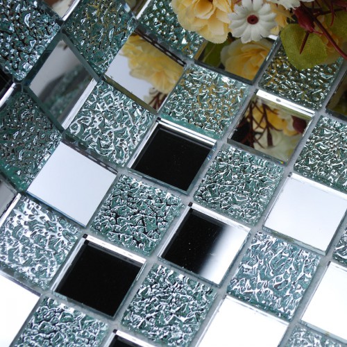 Crystal Glass Backsplash Kitchen Tile, Mirrored Mosaic Tiles