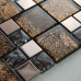 Metal and glass blend mosaic tile brown crackle crystal backsplash stainless steel with base MGT007 kitchen back splash wall decor