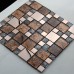 Metal and glass blend mosaic tile brown crackle crystal backsplash stainless steel with base MGT007 kitchen back splash wall decor