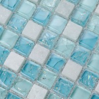 Crystal Glass Tile Backsplash Kitchen Design Crackle Crystal Glass & Stone Mosaic Tiles Marble Wall Stickers Bathroom Floor KS36