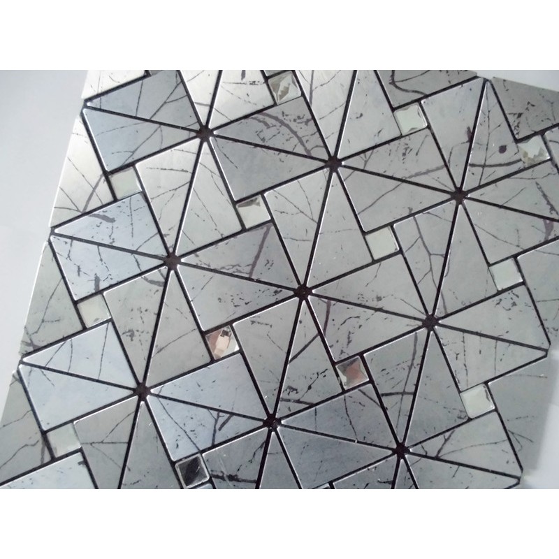 Wholesale Metallic Tile sheets Stainless Steel & Aluminum blend Mosaic Tiling Kitchen Diamond