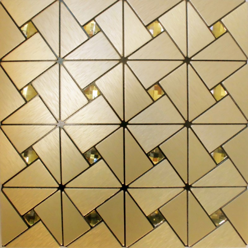 metal glass mosaic diamond brushed aluminum alucobond tile kitchen