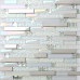 Glass and Metal Linear Wall Tile, Iridescent White & Silver, Backsplash Tile for Kitchen and Bathroom