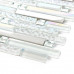Glass and Metal Linear Wall Tile, Iridescent White & Silver, Backsplash Tile for Kitchen and Bathroom