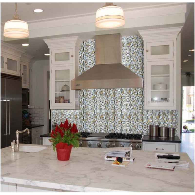 Mother of Pearl Shell Tile Diamond Iridescence Seashell Mosaic 3d