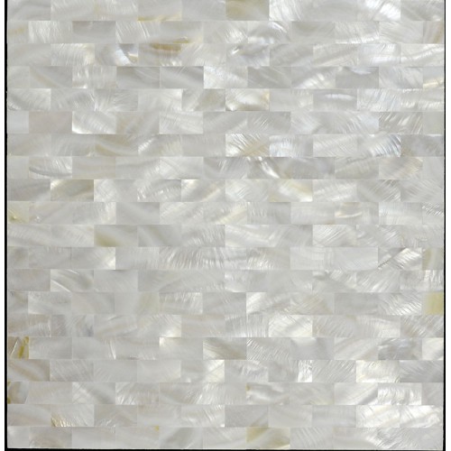 Seamless shell mosaic white subway tile backsplash 3/5"x1-1/6" mother of pearl tiles for kitchen and bathroom