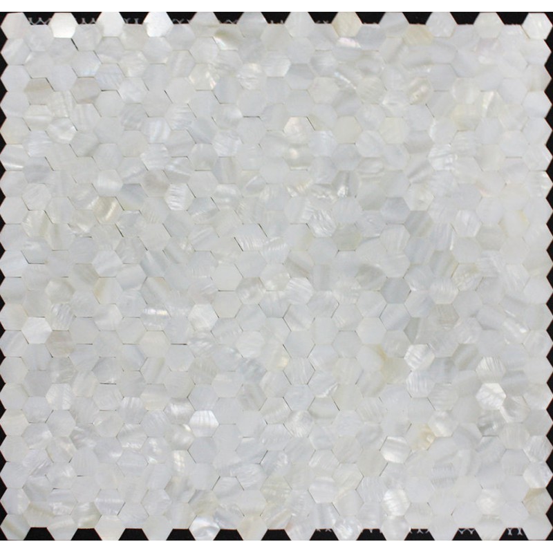 White Ceramic And Pearl Glass Hexagon Mosaic Tile