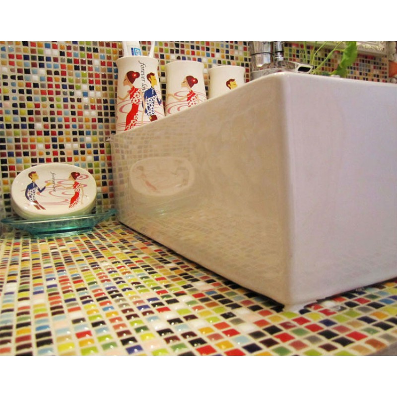 Multi Color Porcelain Tile Kitchen Floor Small Chips