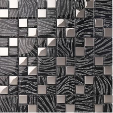 silver with black crystal glass mosaic tiles silver plated glass tiles kitchen wall design tile backsplashes decor KQYT044