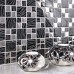 silver with black crystal glass mosaic tiles silver plated glass tiles kitchen wall design tile backsplashes decor KQYT044