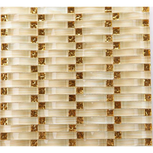 Hand painted crystal glass tile sheets gold mosaic bathroom arch kitchen backsplash ideas bridge patterns wall decor HPT88