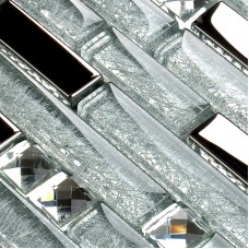 Silver Metal Plated glass tiles for kitchen backsplash mosaic tile interlocking clear crystal wall mirror bathroom shower designs CGT001