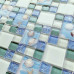 Glossy Glass Backsplash Tile Blue Sky Crackle Bathroom Shower Wall Tiles