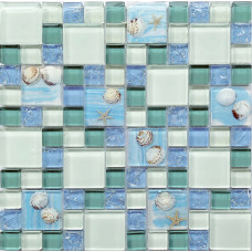 Glossy Glass Backsplash Tile Blue Sky Crackle Bathroom Shower Wall Tiles