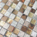 Natural Stone Mix Glass and Metal Backsplash Tile Unpolished Quartz Mosaic 