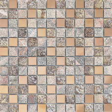 Natural Stone Mix Glass and Metal Backsplash Tile Unpolished Quartz Mosaic 