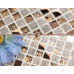 Natural Stone Mix Glass and Metal Backsplash Tile Unpolished Quartz Mosaic 