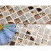 Natural Stone Mix Glass and Metal Backsplash Tile Unpolished Quartz Mosaic 