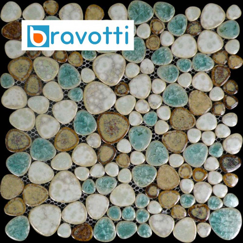 Bravotti Porcelain Pebble Tile Heart-Shaped Mosaic Wall and Floor Tiles