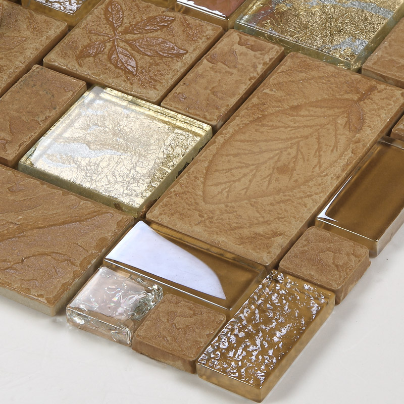 Brown porcelain floor tiles yellow crystal glass tile ...