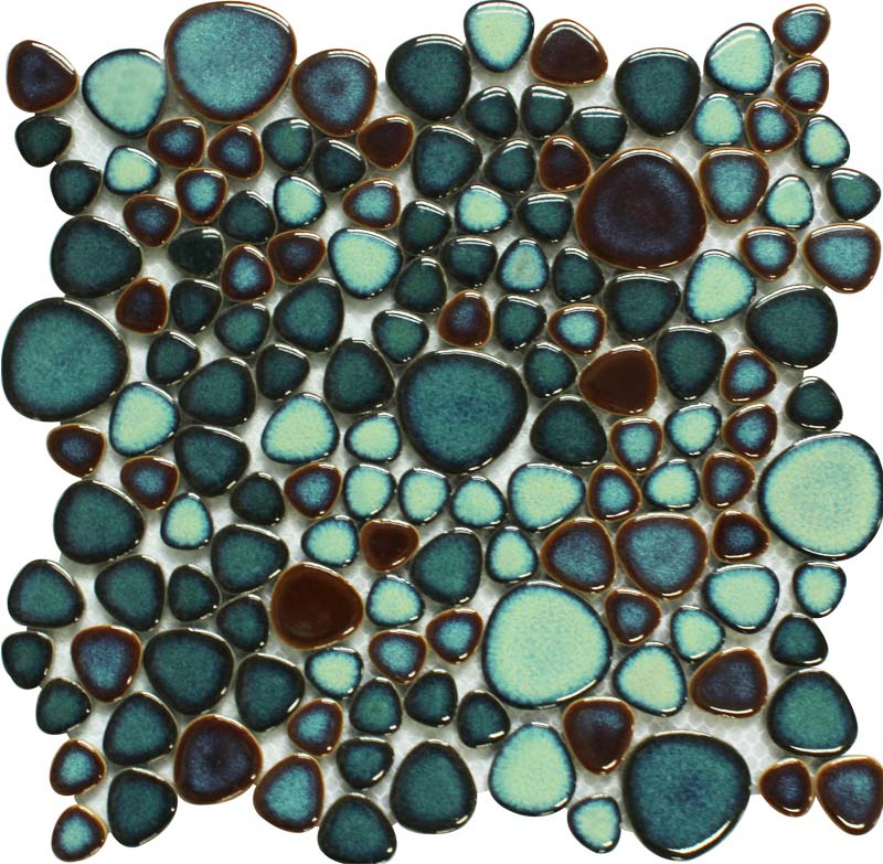 Pebble Stone Tile >> Green porcelain pebble tile heart-shaped mosaic glazed Pebble Stone Tile >> Green porcelain pebble tile heart-shaped mosaic glazed
