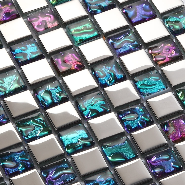 Plated mosaic glass tiles backsplash ideas bathroom wall ...