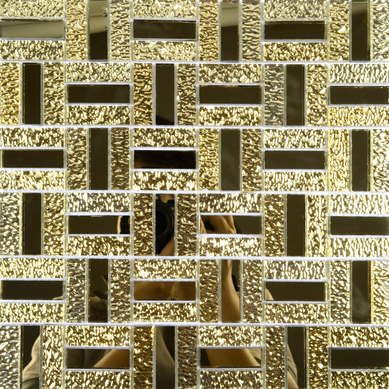 Gold Glass Mirror Tile Backsplash, Mirrored Bathroom Wall Tiles
